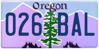 OR license plate 026BAL