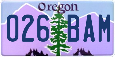 OR license plate 026BAM