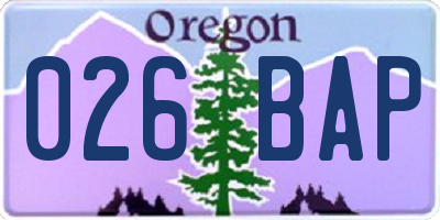 OR license plate 026BAP