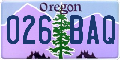 OR license plate 026BAQ