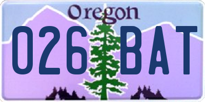 OR license plate 026BAT