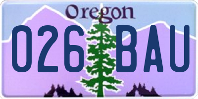 OR license plate 026BAU