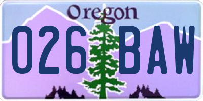 OR license plate 026BAW
