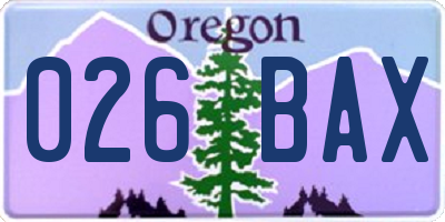 OR license plate 026BAX