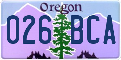 OR license plate 026BCA