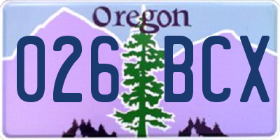OR license plate 026BCX