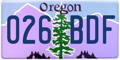 OR license plate 026BDF