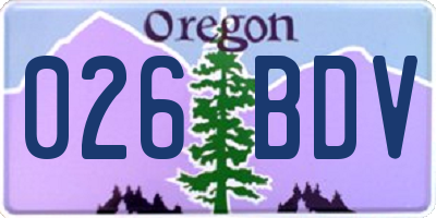 OR license plate 026BDV