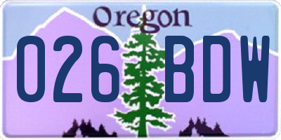 OR license plate 026BDW