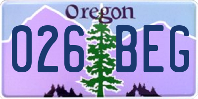 OR license plate 026BEG
