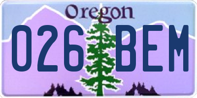 OR license plate 026BEM