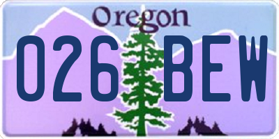 OR license plate 026BEW