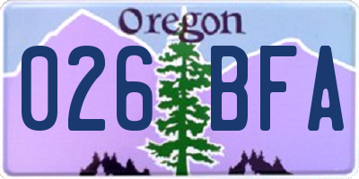OR license plate 026BFA