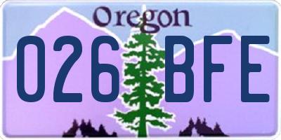 OR license plate 026BFE
