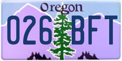 OR license plate 026BFT