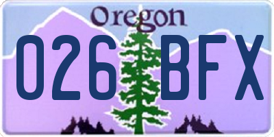 OR license plate 026BFX