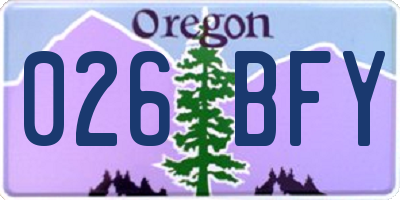 OR license plate 026BFY