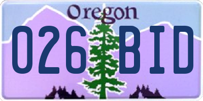 OR license plate 026BID