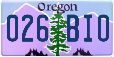 OR license plate 026BIO