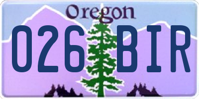 OR license plate 026BIR