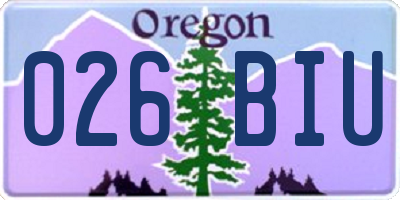 OR license plate 026BIU