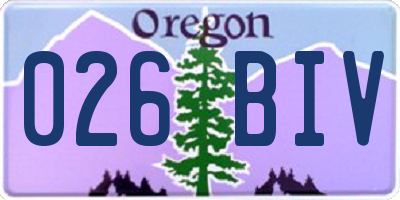 OR license plate 026BIV