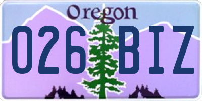 OR license plate 026BIZ