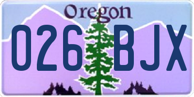 OR license plate 026BJX