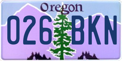 OR license plate 026BKN