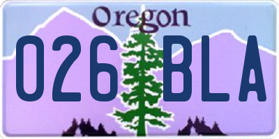 OR license plate 026BLA