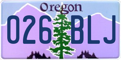 OR license plate 026BLJ