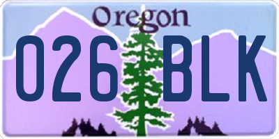OR license plate 026BLK