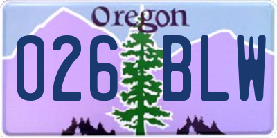 OR license plate 026BLW