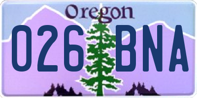 OR license plate 026BNA