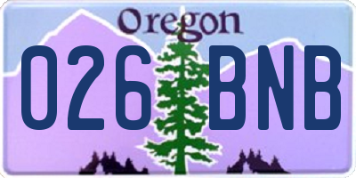 OR license plate 026BNB