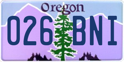 OR license plate 026BNI