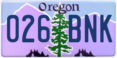 OR license plate 026BNK
