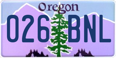 OR license plate 026BNL