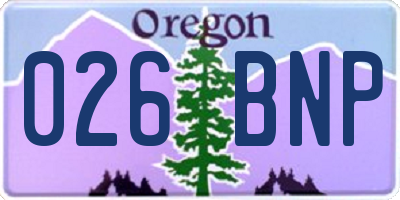 OR license plate 026BNP