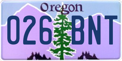 OR license plate 026BNT