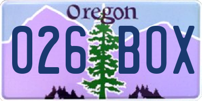 OR license plate 026BOX