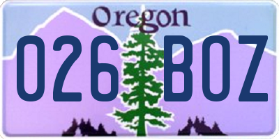 OR license plate 026BOZ
