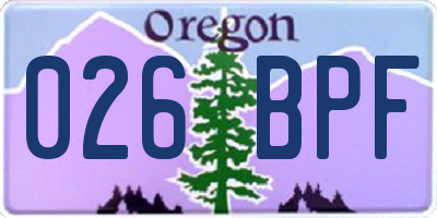OR license plate 026BPF