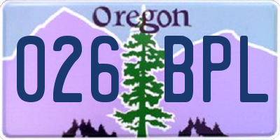 OR license plate 026BPL