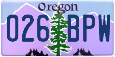 OR license plate 026BPW