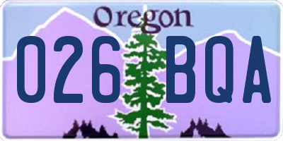 OR license plate 026BQA