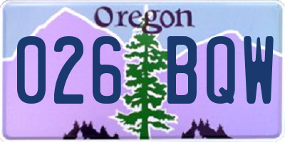 OR license plate 026BQW