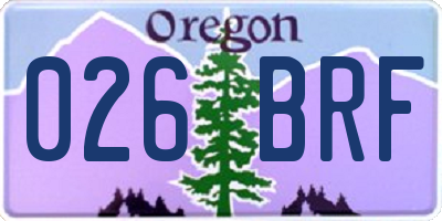 OR license plate 026BRF