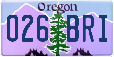 OR license plate 026BRI