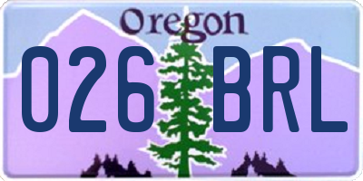 OR license plate 026BRL